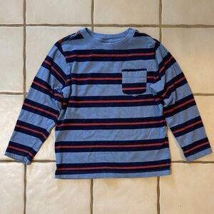 Hanna Andersson Blue and Red Striped Long Sleeve Tee